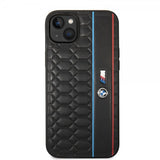 BMW iPhone 14 Cover Hexagonal Mønster Sort