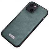 Sulada iPhone 14 Cover Lædertekstur Grøn