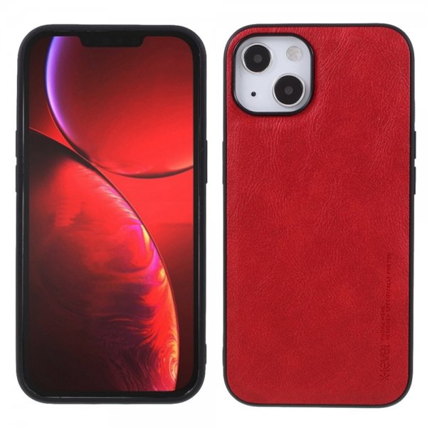 X-Level iPhone 14 Cover Lædertekstur Rød