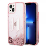 Karl Lagerfeld iPhone 14 Cover Liquid Glitter Big Logo Rosa