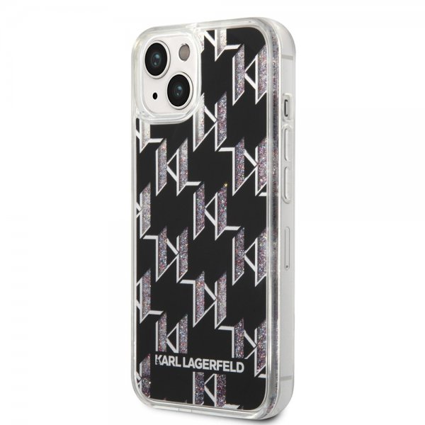 Karl Lagerfeld iPhone 14 Cover Liquid Glitter Monogram Sort