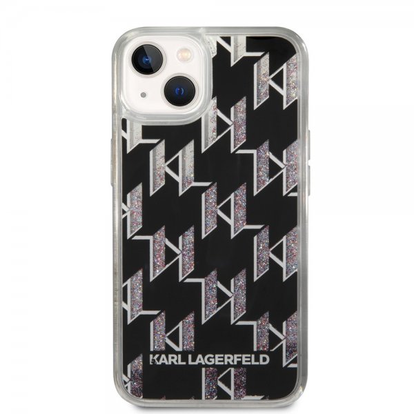 Karl Lagerfeld iPhone 14 Cover Liquid Glitter Monogram Sort