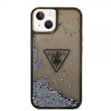 Guess iPhone 14 Cover Liquid Glitter Translucent Sort