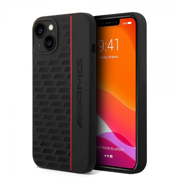 AMG iPhone 14 Cover Liquid Silicone Carbon Pattern Sort