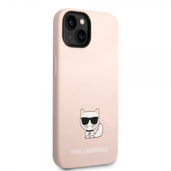 Karl Lagerfeld iPhone 14 Cover Liquid Silicone Choupette Rosa