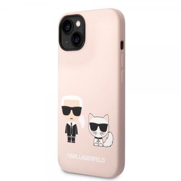 Karl Lagerfeld iPhone 14 Cover Liquid Silicone Karl & Choupette MagSafe Rosa