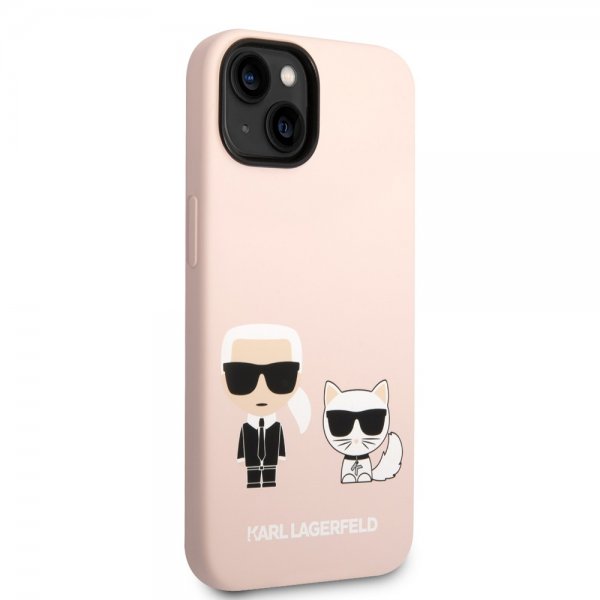Karl Lagerfeld iPhone 14 Cover Liquid Silicone Karl & Choupette MagSafe Rosa