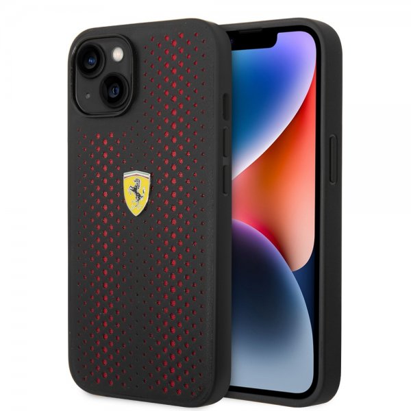 Ferrari iPhone 14 Cover Logo Perforated Rød