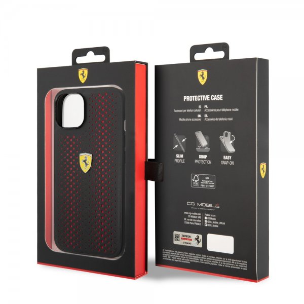 Ferrari iPhone 14 Cover Logo Perforated Rød
