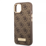 Guess iPhone 14 Cover Metal Plate Logo MagSafe Brun