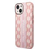 Karl Lagerfeld iPhone 14 Cover Monogram Vertical Stripe Rosa