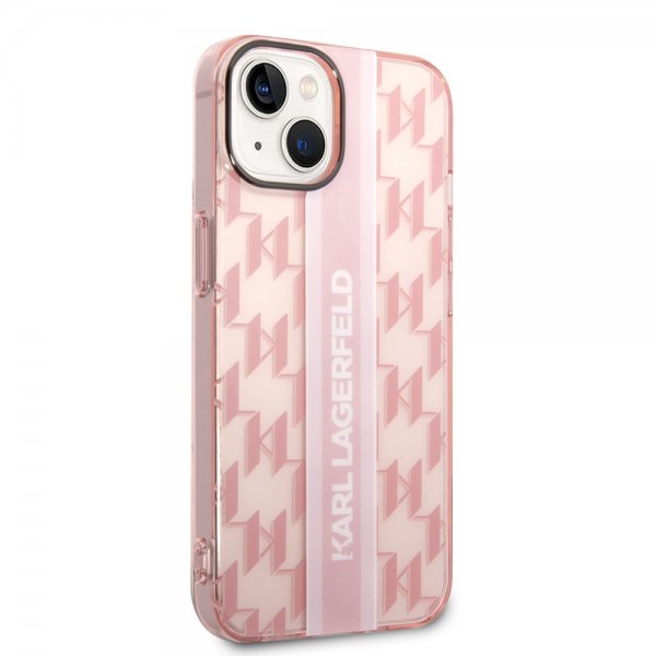Karl Lagerfeld iPhone 14 Cover Monogram Vertical Stripe Rosa