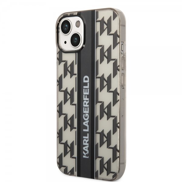 Karl Lagerfeld iPhone 14 Cover Monogram Vertical Stripe Sort