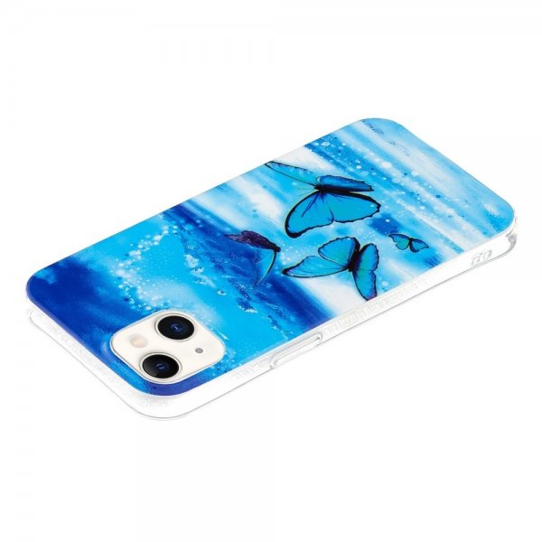 iPhone 14 Cover Motiv Blå Sommerfugle