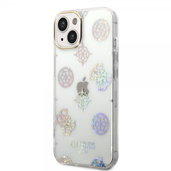 Guess iPhone 14 Cover Peony Glitter Hvid