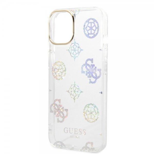 Guess iPhone 14 Cover Peony Glitter Hvid