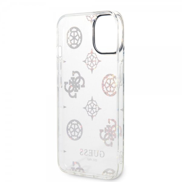 Guess iPhone 14 Cover Peony Glitter Hvid