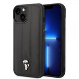 Karl Lagerfeld iPhone 14 Cover Quilted Nylon Puffy Case Ikonik Pin Sort