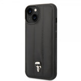 Karl Lagerfeld iPhone 14 Cover Quilted Nylon Puffy Case Ikonik Pin Sort