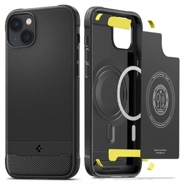 Spigen iPhone 14 Cover Rugged Armor MagFit Mat Sort