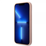 Guess iPhone 14 Cover Saffiano Metal Logo Stripes Rosa