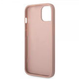 Guess iPhone 14 Cover Saffiano Metal Logo Stripes Rosa