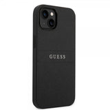 Guess iPhone 14 Cover Saffiano Metal Logo Stripes Sort