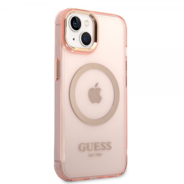 Guess iPhone 14 Cover Translucent MagSafe Rose