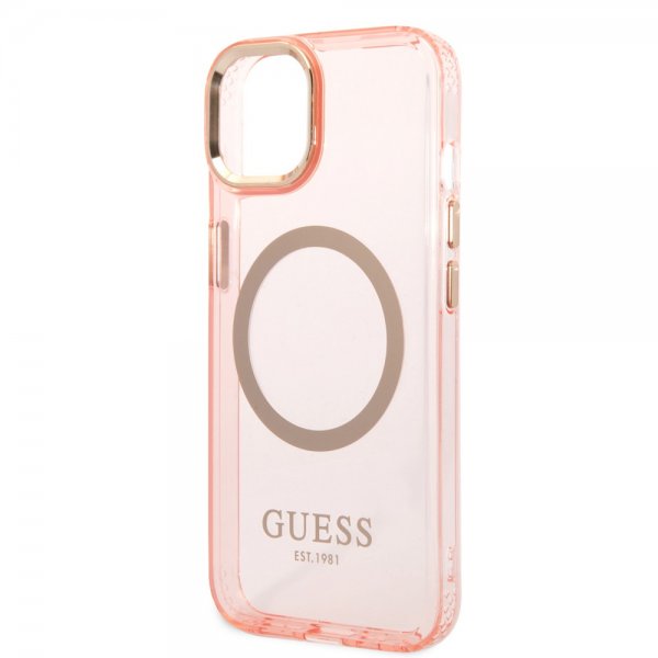 Guess iPhone 14 Cover Translucent MagSafe Rose