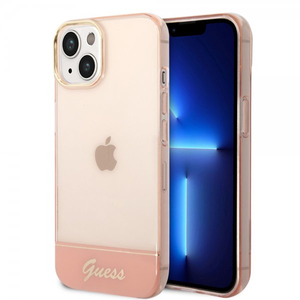 Guess iPhone 14 Cover Gennemsigtig Rosa