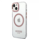 Guess iPhone 14 Cover Transparent MagSafe Pink Transparent