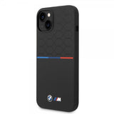 BMW iPhone 14 Cover Tricolor Line & Logo Sort