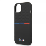 BMW iPhone 14 Cover Tricolor Line & Logo Sort