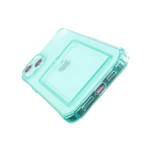 iPhone 14 Cover Kortholder Stødsikker Grøn