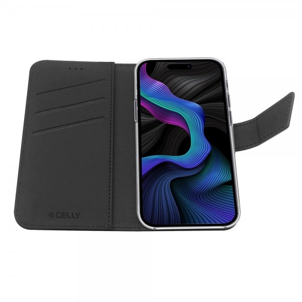 Celly iPhone 15 Etui Wally Wallet Case Sort