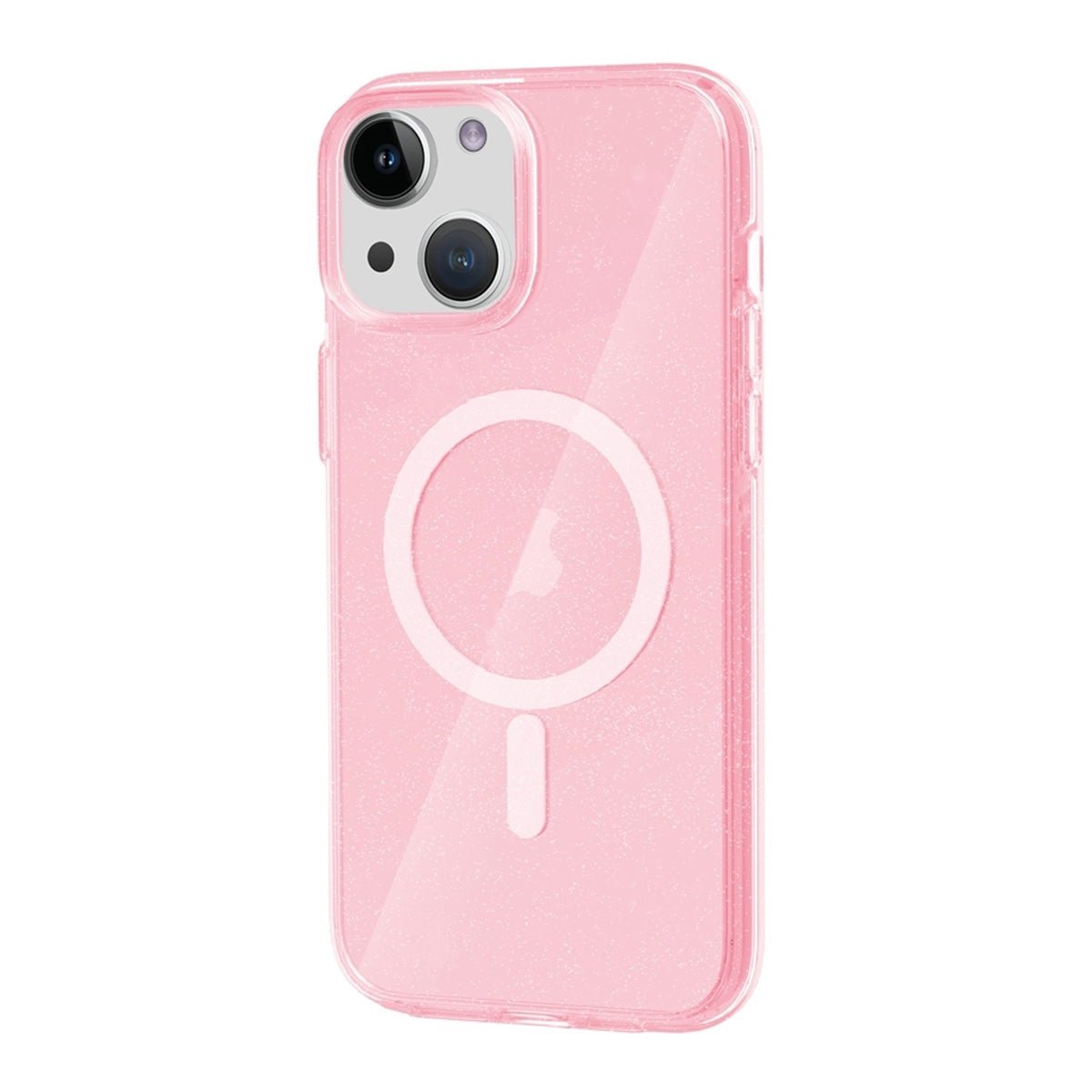 iPhone 15 Cover med glitter MagSafe Lyserød