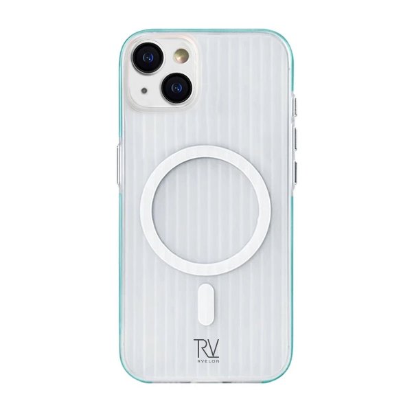 Rvelon iPhone 15 Cover Bølget MagSafe Blå