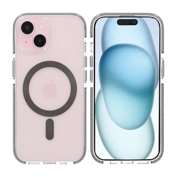 iPhone 15 Cover Stødsikkert MagSafe Grå