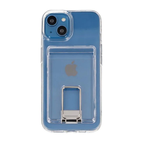 Rvelon iPhone 15 Cover med Stativ Kreditkortholder Transparent