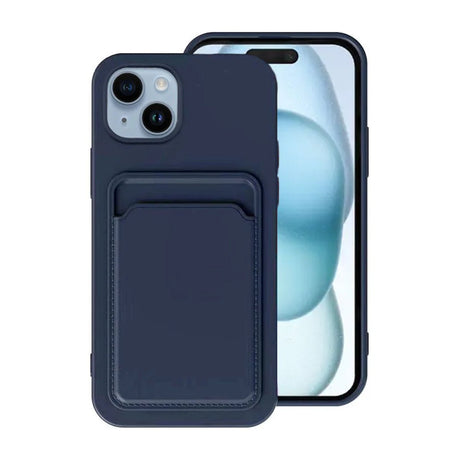 iPhone 15 Cover Silikone Kortholder Blå