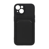 iPhone 15 Cover Silikone Kortholder Sort