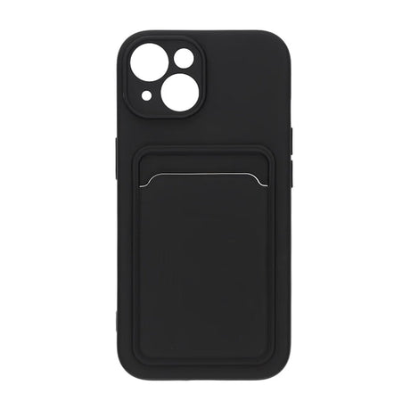 iPhone 15 Cover Silikone Kortholder Sort