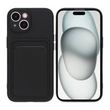 iPhone 15 Cover Silikone Kortholder Sort