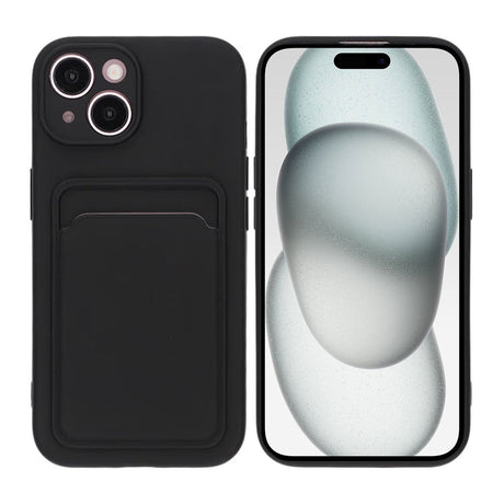 iPhone 15 Cover Silikone Kortholder Sort