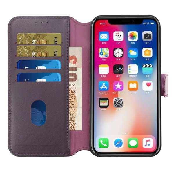 Rvelon iPhone 15 Cover Ægte Læder Lilla