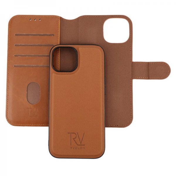 Rvelon iPhone 15 Etui Magnetisk Aftagelig Skal Brun