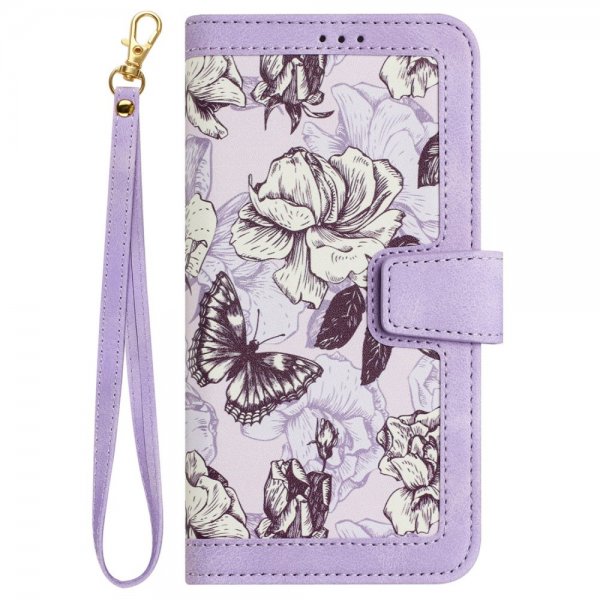iPhone 15 Plus Etui Blomstret Mønster Lilla