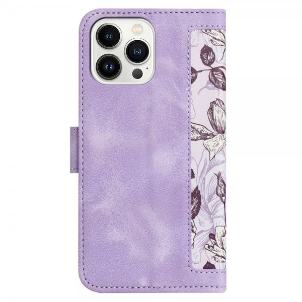 iPhone 15 Plus Etui Blomstret Mønster Lilla