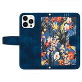 iPhone 15 Plus Etui Blomstermønster Mørkeblå