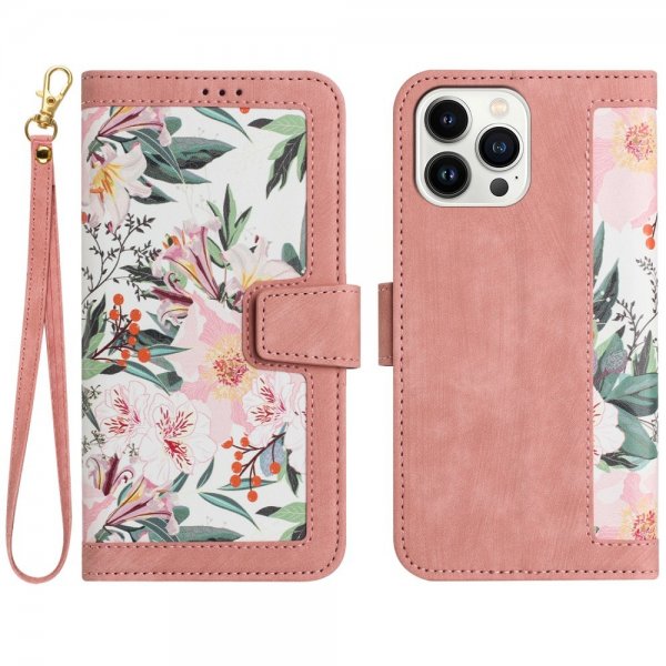 iPhone 15 Plus Cover Blomstret design Lyserød